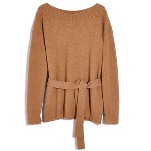 Madewell Camel Boatneck Tie-Waist Pullover Sweater Alpaca Wool Blend siz…
